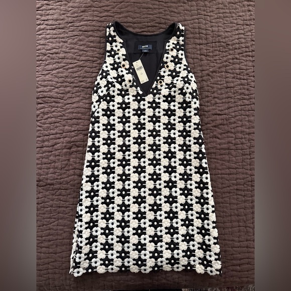 NWT Maeve by Anthropologie V-Neck Crochet Floral Shift Mini Dress XXS - Picture 3 of 5